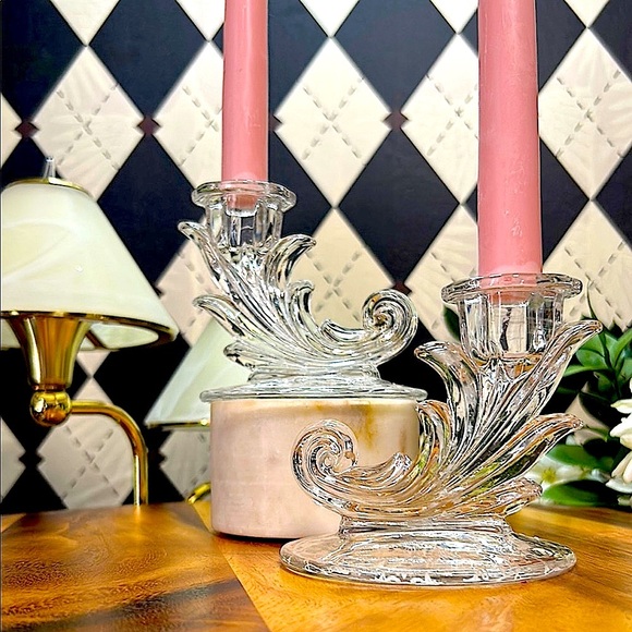 Vintage Fostoria Baroque Etched Candle Holders| Depression Glass| Midcentury - Picture 11 of 13